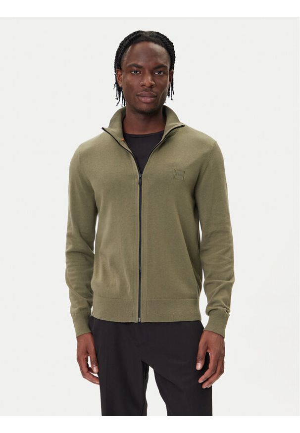 BOSS Kardigan Kanozip_S 50543692 Zielony Regular Fit. Kolor: zielony. Materiał: bawełna