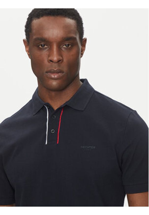 Hechter Paris Polo Pique H-Eco 74013 151902 Granatowy Regular Fit. Typ kołnierza: polo. Kolor: niebieski. Materiał: bawełna