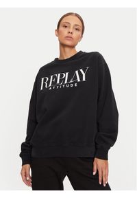 Replay - REPLAY Bluza W3106C.000.22890CS Czarny Oversize. Kolor: czarny. Materiał: bawełna