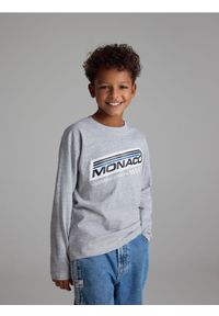 Reserved - Bawełniany longsleeve - jasnoszary. Kolor: szary. Materiał: bawełna. Długość rękawa: długi rękaw