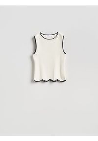 Reserved - Bluzka z kontrastową lamówką - wielobarwny. Materiał: dzianina #1