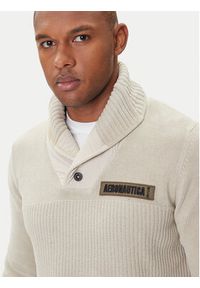 Aeronautica Militare Sweter 252MA1574UL00539 Beżowy Regular Fit. Kolor: beżowy. Materiał: bawełna #4