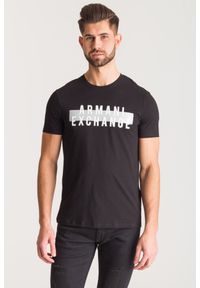 Czarny t-shirt Armani Exchange z nadrukiem. Kolor: czarny. Wzór: nadruk