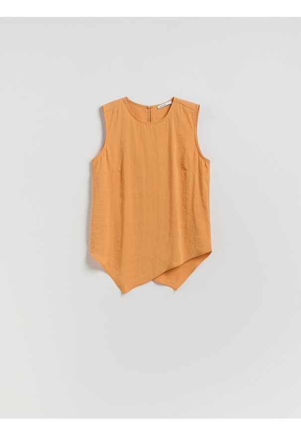 Reserved - Bluzka z modalem - pomarańczowy. Kolor: pomarańczowy. Materiał: tkanina. Styl: klasyczny