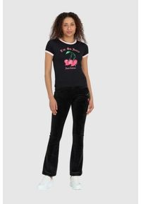 Juicy Couture - JUICY COUTURE Czarny t-shirt damski z wisienkami. Kolor: czarny #2