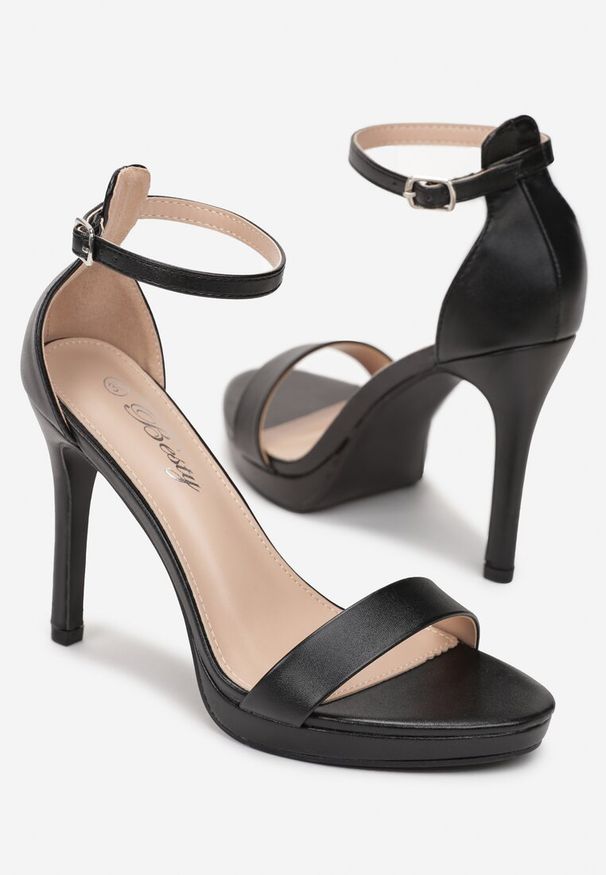 Renee - Czarne Eleganckie Sandały na Szpilce z Okrągłym Noskiem Yemaria. Nosek buta: okrągły. Kolor: czarny. Obcas: na szpilce. Styl: elegancki