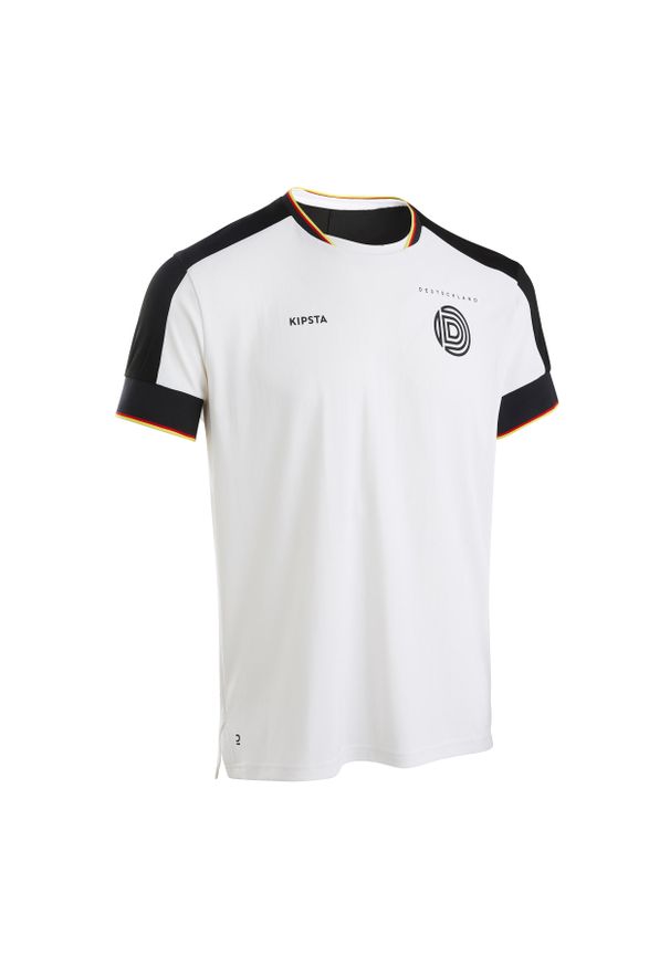 KIPSTA - Koszulka do piłki nożnej Kipsta FF500 Niemcy 2024. Kolor: biały, wielokolorowy, czarny. Materiał: tkanina, poliester, prążkowany, elastan, materiał
