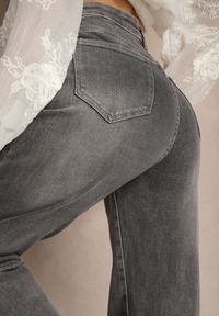 Renee - Szare Jeansy High Waist o Szerokim Kroju Sesinia. Okazja: na co dzień. Stan: podwyższony. Kolor: szary. Długość: długie. Styl: elegancki, casual