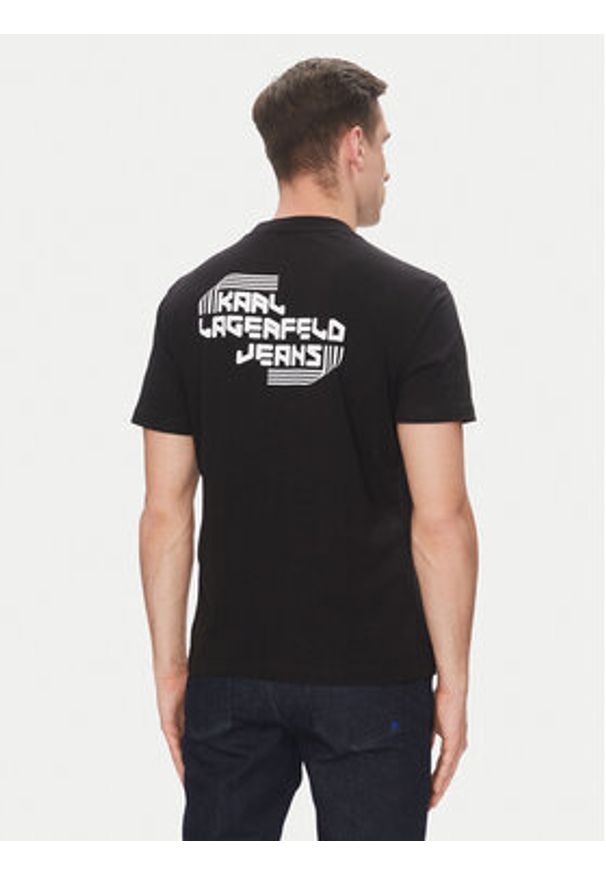Karl Lagerfeld - KARL LAGERFELD T-Shirt A2M17040 Czarny Regular Fit. Typ kołnierza: dekolt w karo. Kolor: czarny. Materiał: syntetyk