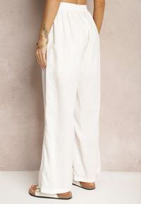 Renee - Białe Spodnie z Bawełny i Lnem High Waist Kolalia. Stan: podwyższony. Kolor: biały. Materiał: bawełna, len. Sezon: lato #5