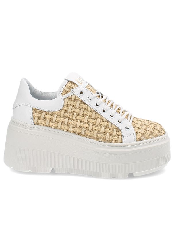 DAMISS - Białe Sneakersy Damiss Modne Obuwie Damskie. Kolor: biały. Materiał: jeans. Sezon: lato
