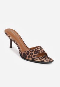 Renee - Panterkowe Eleganckie Klapki VICES na Niskiej Szpilce z Imitacji Zamszu Hartar. Materiał: zamsz. Obcas: na obcasie. Styl: elegancki. Wysokość obcasa: średni #5
