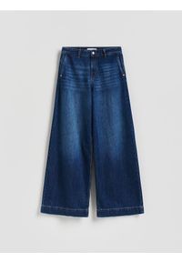 Reserved - Jeansy wide leg - granatowy. Kolor: niebieski #1