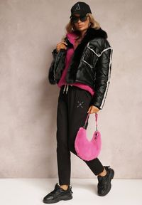 Renee - Czarne Bawełniane Spodnie Dresowe Arnhilla. Kolor: czarny. Materiał: bawełna, dresówka. Wzór: haft #4