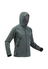 quechua - Kurtka turystyczna męska Quechua MH500 wodoodporna. Kolor: zielony. Materiał: poliester, elastan, materiał. Sport: turystyka piesza #1