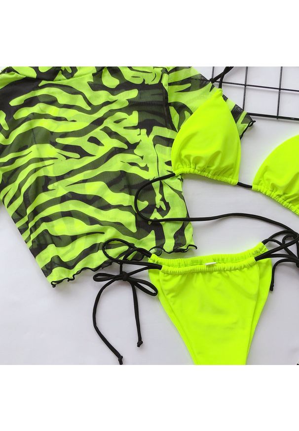 Intica - Strój kąpielowy z crop topem na lato plażowy wzór Senada. Kolor: różowy. Materiał: materiał