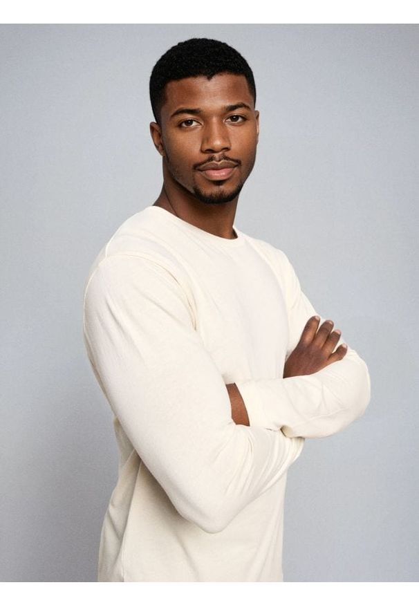 Sinsay - Bawełniana koszulka basic - kremowy. Kolor: kremowy. Materiał: bawełna