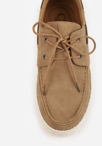 Born2be - Ciemnobeżowe Półbuty Ozdobione Plecionką i Wiązaniem Ariemare. Okazja: na co dzień. Kolor: beżowy. Materiał: jeans. Wzór: aplikacja. Styl: klasyczny, casual, elegancki #4