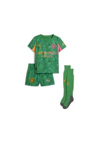 Puma - Dziecięcy strój bramkarski Manchester City 25/26 PUMA. Kolor: zielony, pomarańczowy, wielokolorowy, żółty. Materiał: dresówka. Styl: młodzieżowy, sportowy