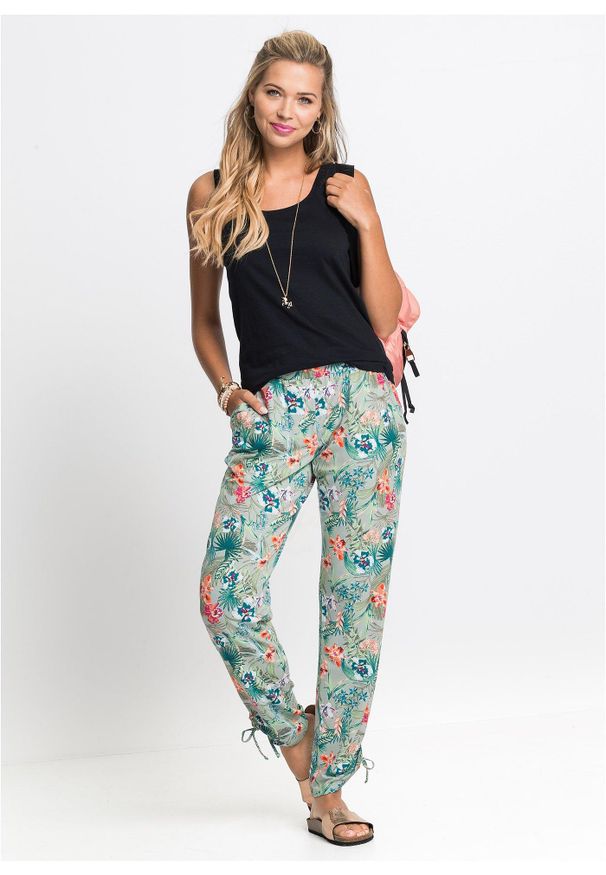 bonprix - Bawełniany tank top. Kolor: czarny. Materiał: bawełna, koronka. Wzór: koronka. Styl: klasyczny