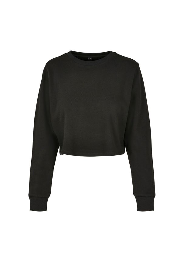 BUILD YOUR BRAND - Sweter Damski / Damski Z Przyciętym Dekoltem Z Frotte. Kolor: czarny