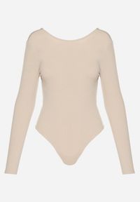 Born2be - Jasnobeżowe Body w Klasycznym Stylu Sadirise. Okazja: na co dzień. Kolor: beżowy. Długość rękawa: długi rękaw. Długość: długie. Styl: klasyczny #5