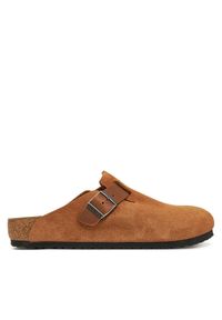 Birkenstock Klapki Boston zamsz 1029185 Brązowy. Kolor: brązowy. Materiał: skóra, zamsz