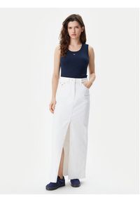 Tommy Jeans Top Essential DW0DW20673 Granatowy Slim Fit. Kolor: niebieski. Materiał: bawełna