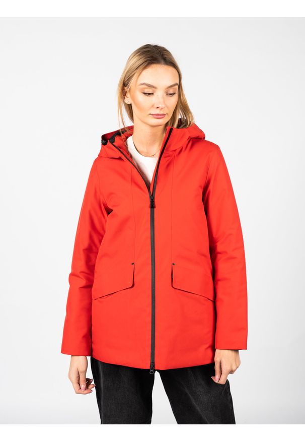 Geox Kurtka "Gendry" | W2621AT2940 | Kobieta | Czerwony. Okazja: na co dzień. Typ kołnierza: kaptur. Kolor: czerwony. Materiał: poliester. Styl: casual
