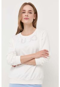 Liu Jo bluza damska kolor beżowy z aplikacją. Kolor: beżowy. Materiał: materiał. Długość rękawa: długi rękaw. Długość: długie. Wzór: aplikacja. Styl: klasyczny