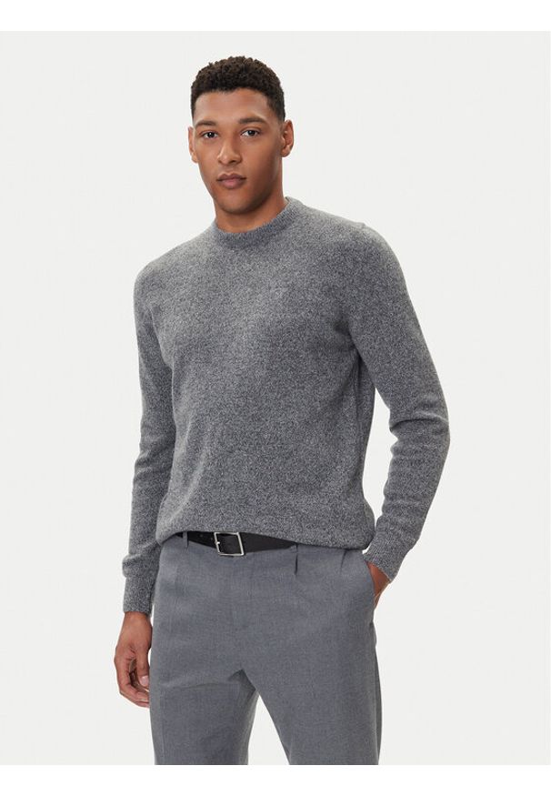 Barbour Sweter Essential Tisbury MKN0844GY12 Szary Regular Fit. Kolor: szary. Materiał: wełna