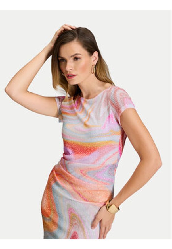 Swing Sukienka koktajlowa 5AI21200 Kolorowy Slim Fit. Materiał: syntetyk. Wzór: kolorowy. Styl: wizytowy