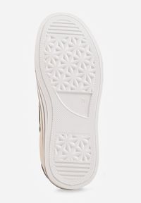 Born2be - Beżowe Klasyczne Trampki na Grubej Podeszwie Araenes. Kolor: beżowy. Materiał: jeans. Szerokość cholewki: normalna. Wzór: gładki. Styl: klasyczny #4