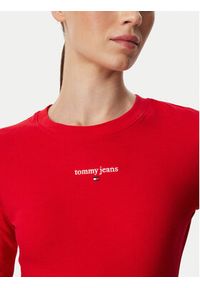 Tommy Jeans Bluzka Classic Logo DW0DW23248 Czerwony Slim Fit. Kolor: czerwony. Materiał: bawełna #5