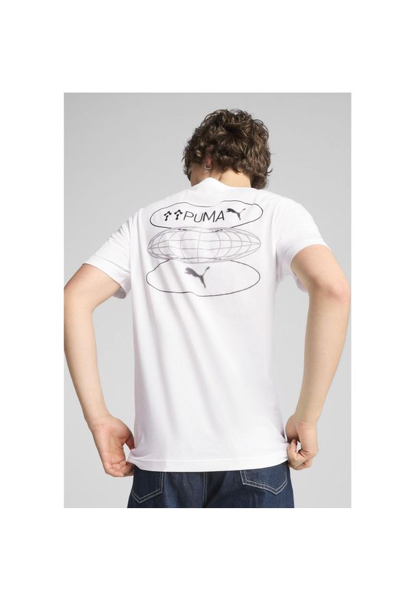 Puma - Męska koszulka Graphics 3 Circles PUMA White. Kolor: biały. Materiał: guma. Wzór: nadruk
