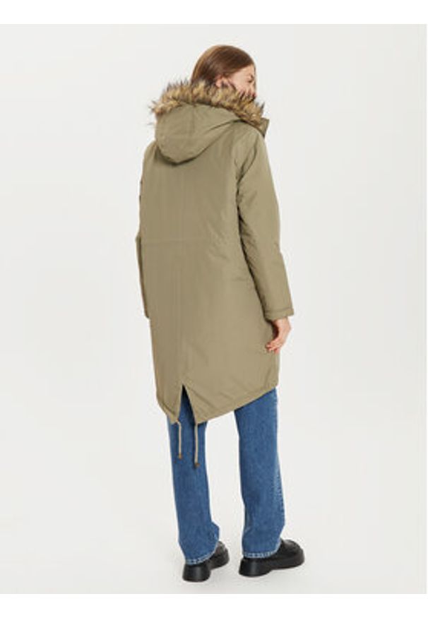 Brave Soul Parka LJK-GREGORY Khaki Regular Fit. Kolor: brązowy. Materiał: syntetyk