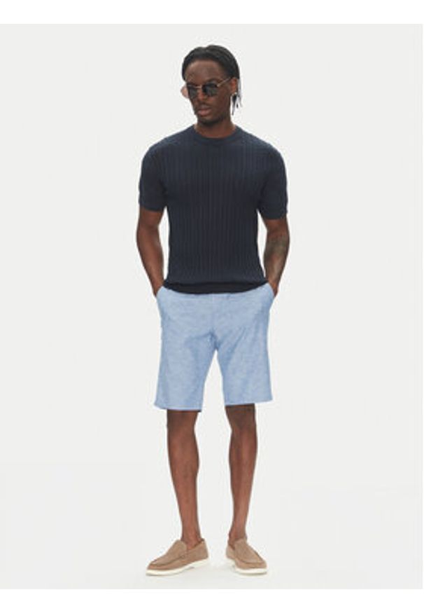 Lindbergh Sweter 30-804115 Granatowy Slim Fit. Kolor: niebieski. Materiał: bawełna