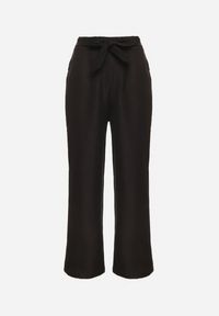 Born2be - Czarne Spodnie o Szerokim Kroju z Wiązaniem i Gumką w Pasie Miravenia. Okazja: na co dzień. Kolor: czarny. Styl: elegancki, casual #6