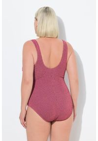 ULLA POPKEN - Damskie Strój kąpielowy faktura karo miękki miseczki dekolt karo. Kolekcja: plus size. Kolor: różowy