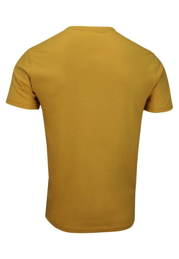 Żółty T-shirt Męski, Krótki Rękaw -Just Yuppi- Koszulka, z Nadrukiem, Napisy, Musztardowa. Okazja: na co dzień. Kolor: złoty, żółty, wielokolorowy. Materiał: bawełna. Długość rękawa: krótki rękaw. Długość: krótkie. Wzór: nadruk. Styl: casual