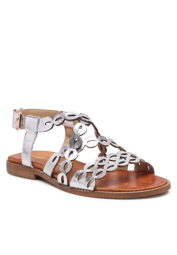 Sandały Roberto 3022 Srebrny Lico. Kolor: srebrny. Materiał: skóra