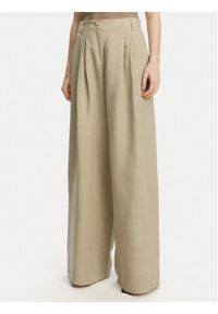 Marella Spodnie palazzo Zama 2513131132200 Khaki Regular Fit. Kolor: brązowy. Materiał: len #1
