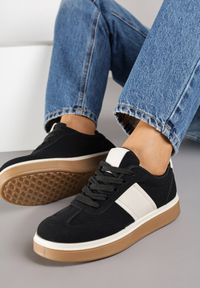 Born2be - Czarne Sneakersy w Stylu Tenisówek Larrive. Okazja: na co dzień. Kolor: czarny. Materiał: jeans, dresówka #7