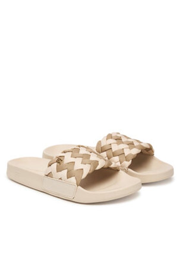 TOMMY HILFIGER - Tommy Hilfiger Klapki Th Braided Pool Slide FW0FW09203 Beżowy. Kolor: beżowy. Materiał: materiał
