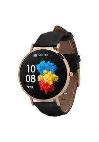 GARETT - Smartwatch Garett Verona złoto-czarny skórzany. Rodzaj zegarka: smartwatch. Kolor: wielokolorowy, czarny, złoty. Styl: casual, elegancki, sportowy, biznesowy #1