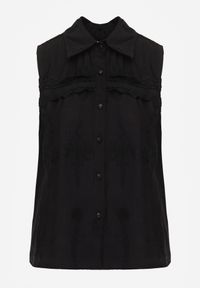 Renee - Czarna Boho Koszula z Wiskozy Bez Rękawów Zdobiona Haftem Melirianne. Kolor: czarny. Materiał: wiskoza. Długość rękawa: bez rękawów. Wzór: haft, aplikacja. Sezon: lato. Styl: boho #5