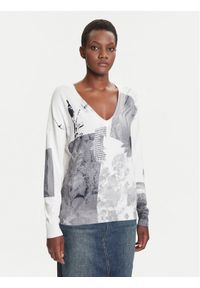 Desigual Sweter Gotemburgo 25WWJF15 Szary Regular Fit. Kolor: szary. Materiał: wiskoza