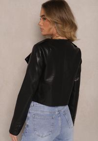 Renee - Czarna Kurtka w Stylu Ramoneski z Guzikami Sesiloria. Okazja: na co dzień. Kolor: czarny. Materiał: jeans. Długość: krótkie. Styl: wizytowy, elegancki, casual #3
