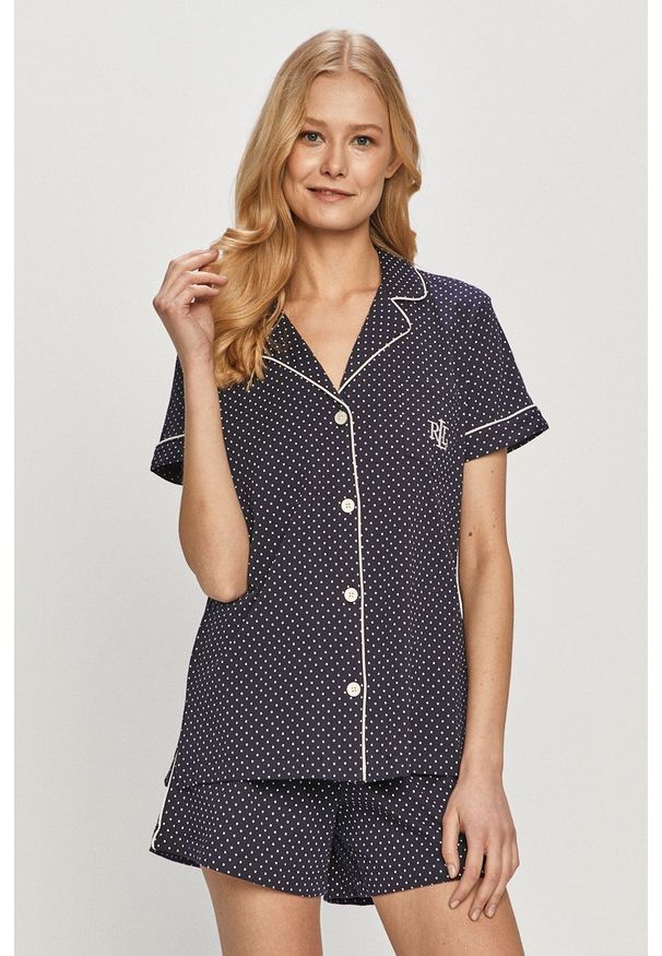 Lauren Ralph Lauren - Piżama. Kolor: niebieski. Materiał: dzianina