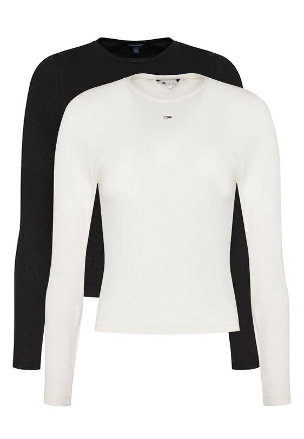 Tommy Jeans Komplet 2 bluzek Essential DW0DW17716 Kolorowy Slim Fit. Materiał: bawełna. Wzór: kolorowy